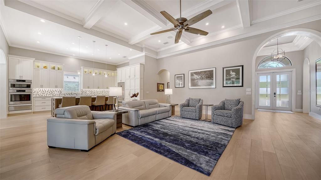 Interior, Kitchen, Living room, Pendant Lights, Recessed Lighting, Stainless Steel Appliances, Wood Texture Flooring