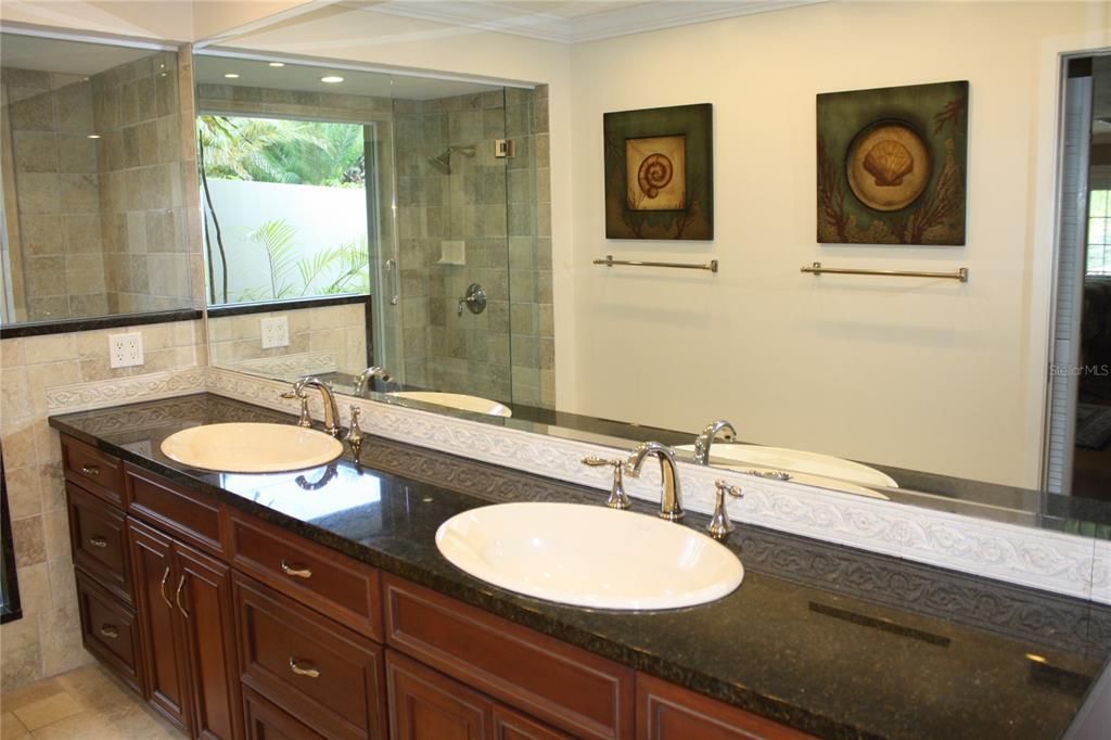 Bathroom, Dual Sink Vanities, Glass Shower, Interior, Recessed Lighting