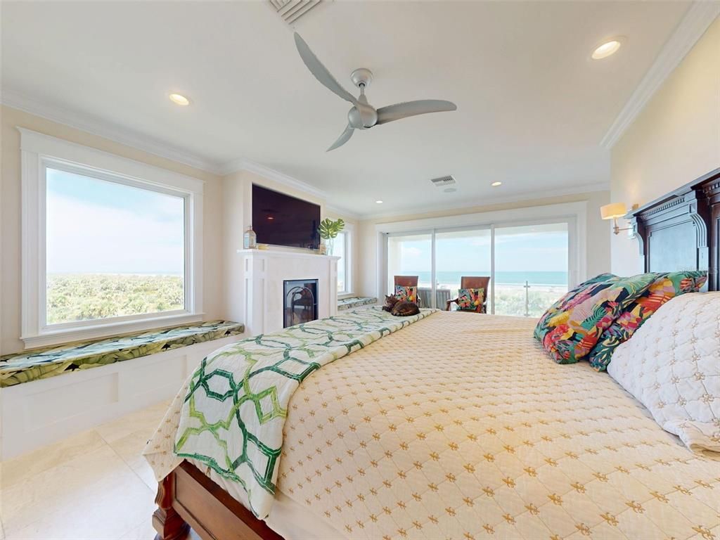 Bedroom, Fireplace, Interior, Recessed Lighting, Water
