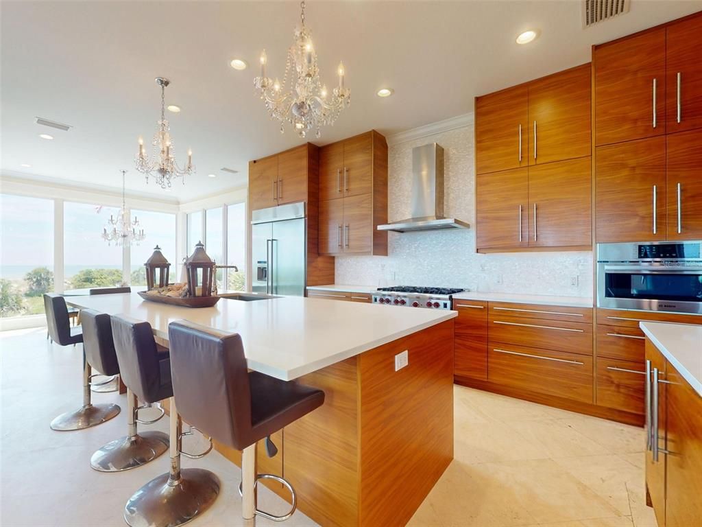 Chandelier, Interior, Kitchen, Recessed Lighting, Stainless Steel Appliances