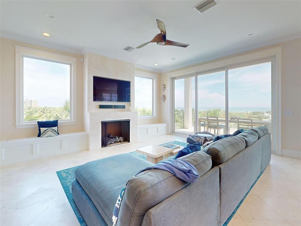 Fireplace, Interior, Living room, Recessed Lighting, Water