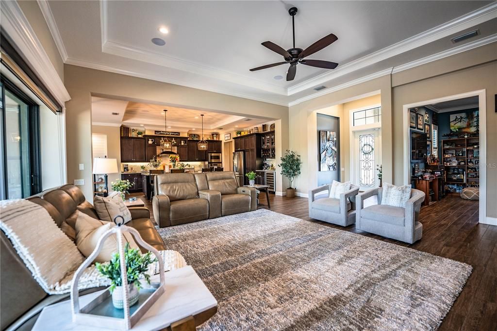 Interior, Kitchen, Living room, Pendant Lights, Recessed Lighting, Stainless Steel Appliances, Wood Texture Flooring