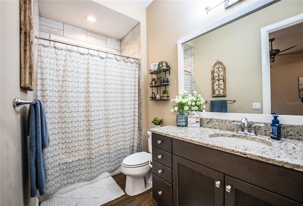 Bathroom, Interior, Recessed Lighting, Wood Texture Flooring