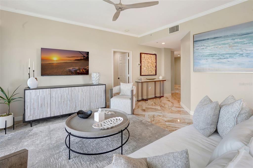 Interior, Living room, Recessed Lighting