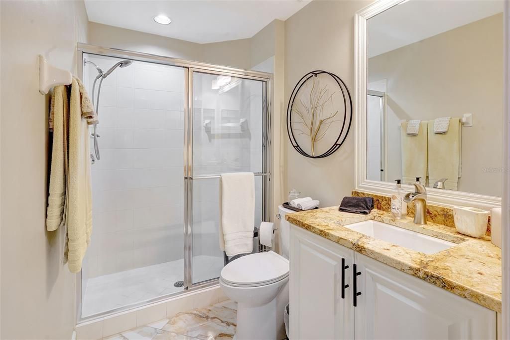 Bathroom, Glass Shower, Interior, Recessed Lighting