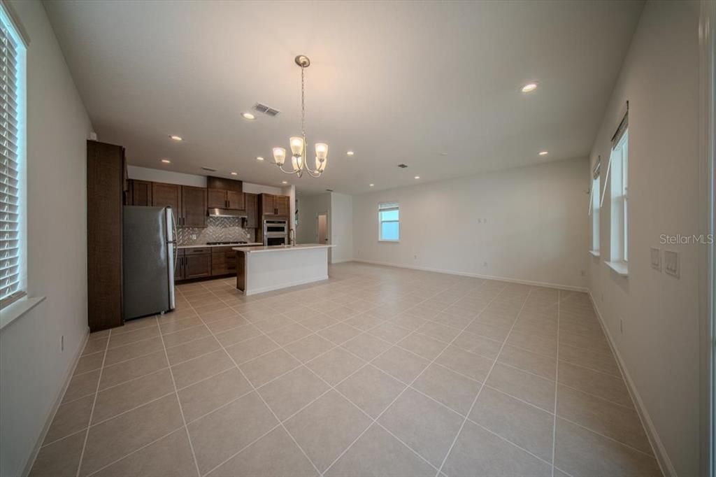 Chandelier, Empty room, Interior, Kitchen, Recessed Lighting