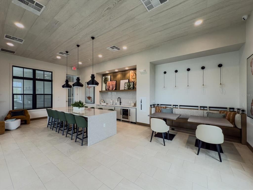Dining room, Interior, Kitchen, Pendant Lights, Recessed Lighting, Wooden Ceilings