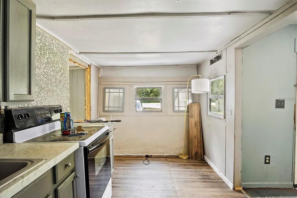 Interior, Kitchen, Wood Texture Flooring