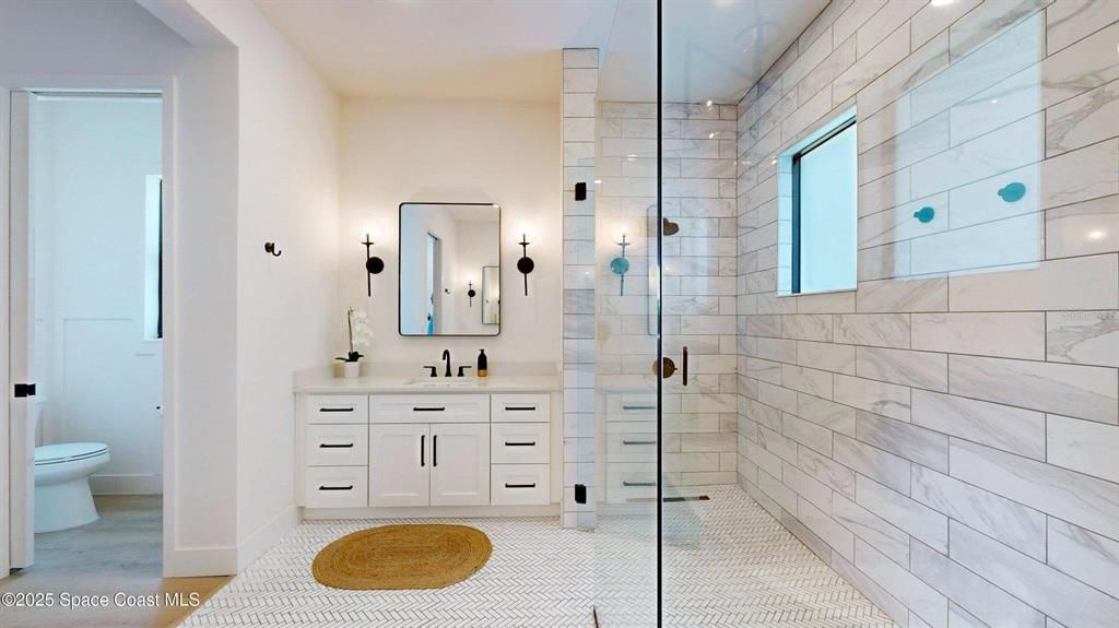 Bathroom, Dual Sink Vanities, Glass Shower, Interior