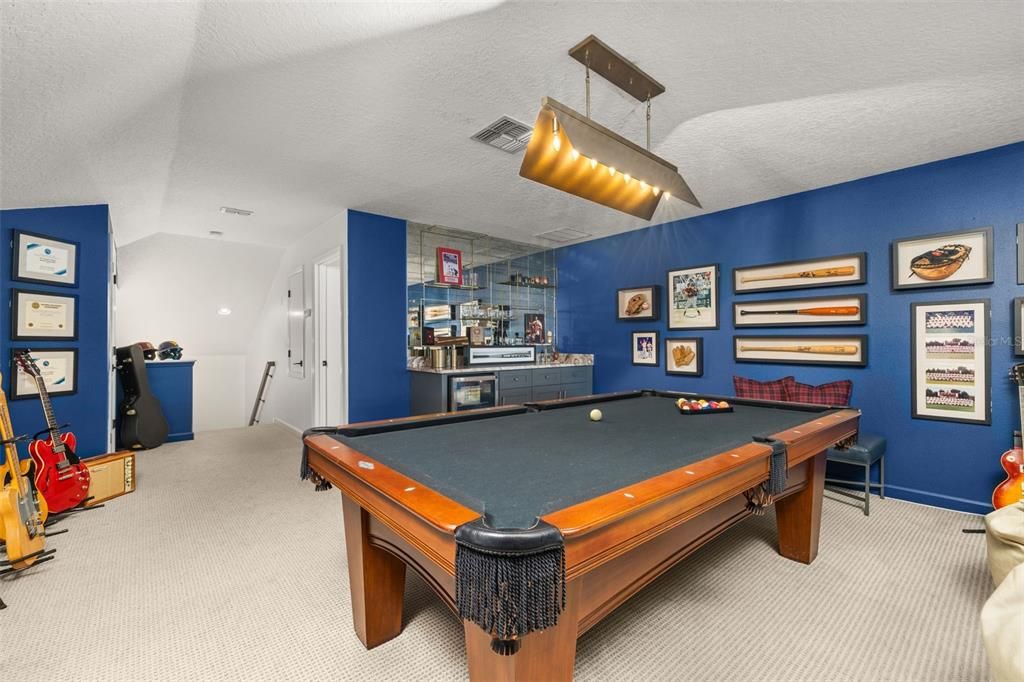 Billiard Table, Game Room, Interior, Pendant Lights