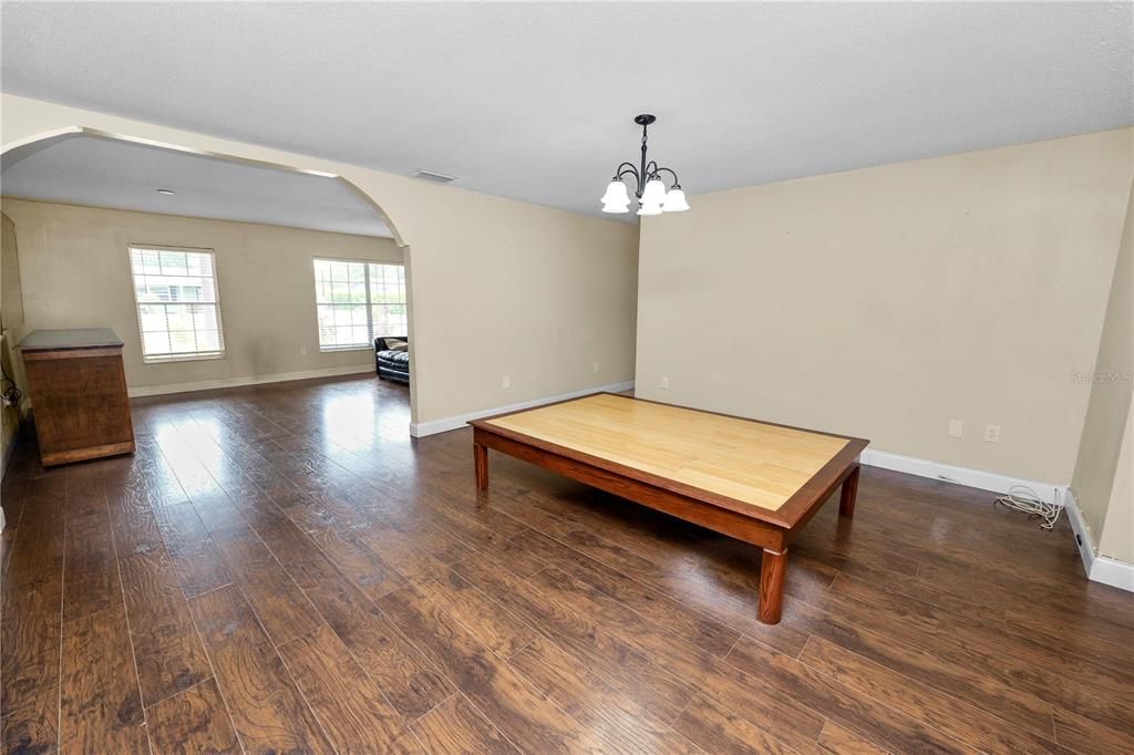 Chandelier, Empty room, Interior, Wood Texture Flooring