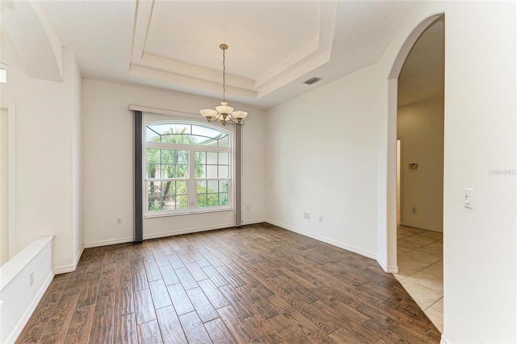 Chandelier, Empty room, Interior, Pendant Lights, Wood Texture Flooring