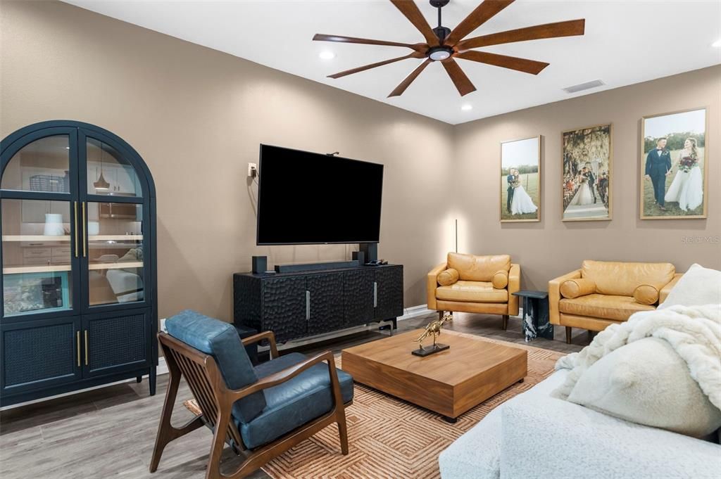 Interior, Living room, Recessed Lighting, Wood Texture Flooring