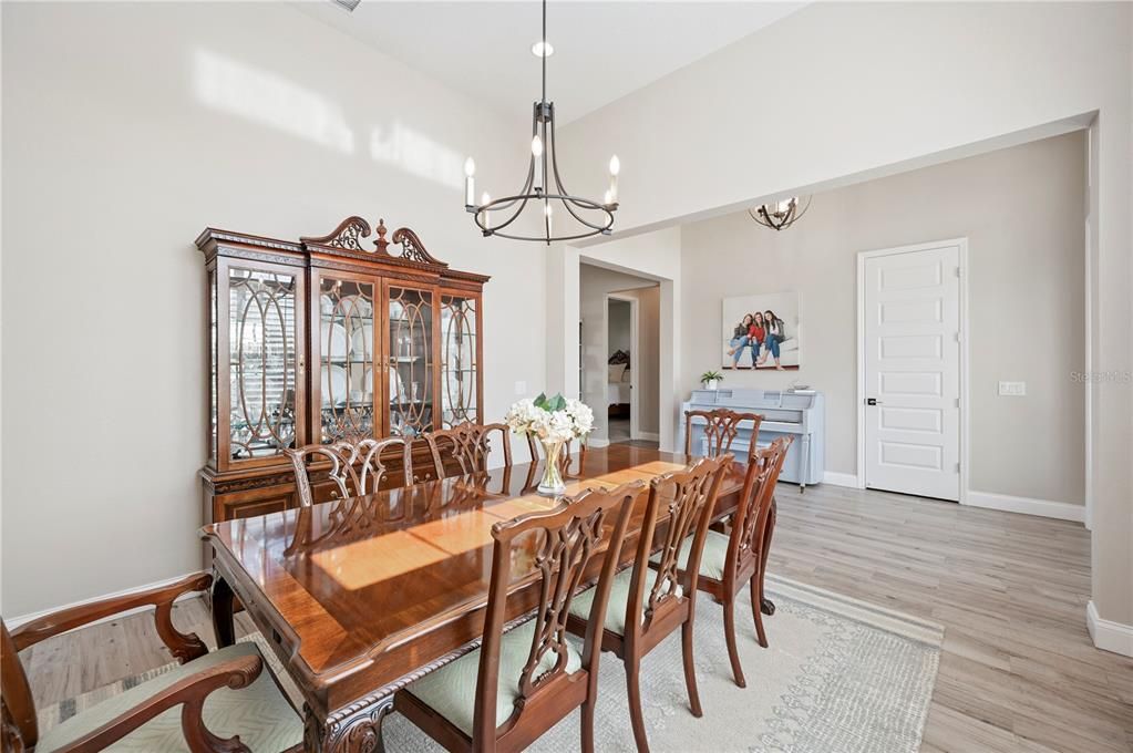 Chandelier, Dining room, Interior, Wood Texture Flooring