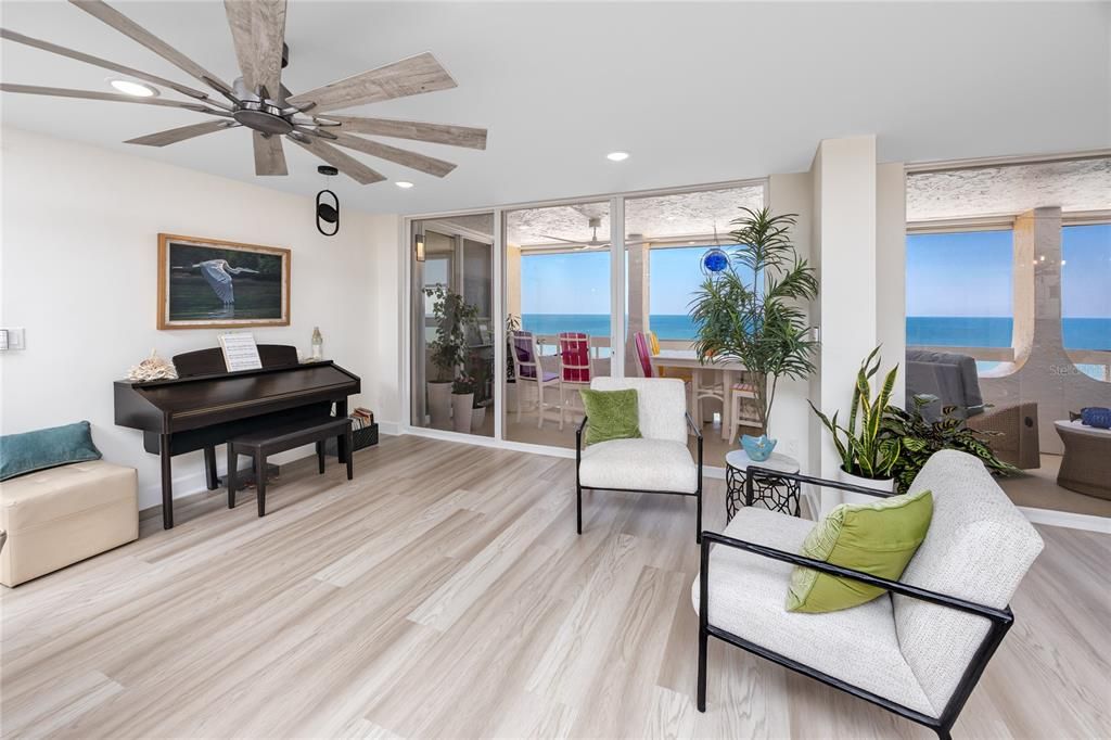 Interior, Piano, Recessed Lighting, Water, Wood Texture Flooring