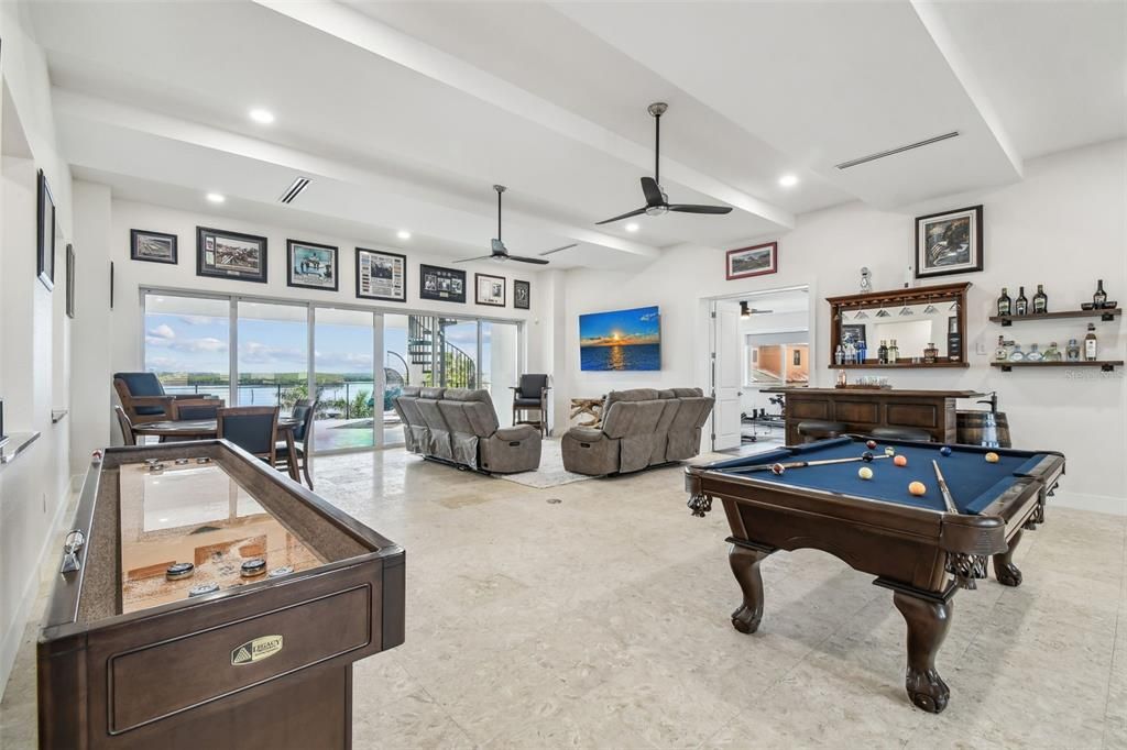 Billiard Table, Game Room, Interior, Living room, Recessed Lighting, Water