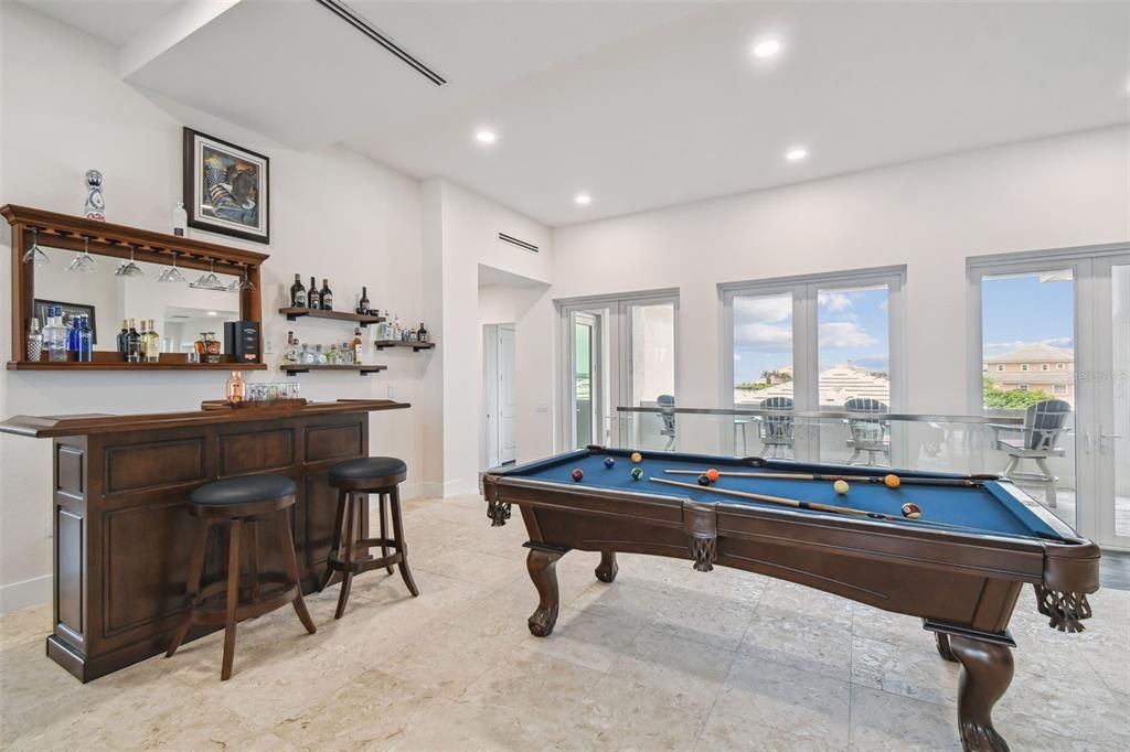 Billiard Table, Game Room, Interior, Recessed Lighting