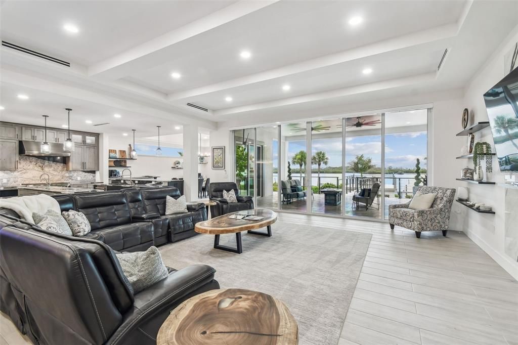 Interior, Kitchen, Living room, Pendant Lights, Recessed Lighting, Stainless Steel Appliances, Wood Texture Flooring