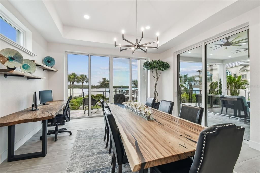 Home Office, Interior, Pendant Lights, Recessed Lighting, Water, Wood Texture Flooring