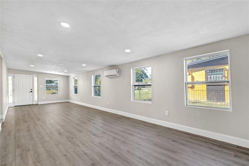 Empty room, Interior, Recessed Lighting, Wood Texture Flooring