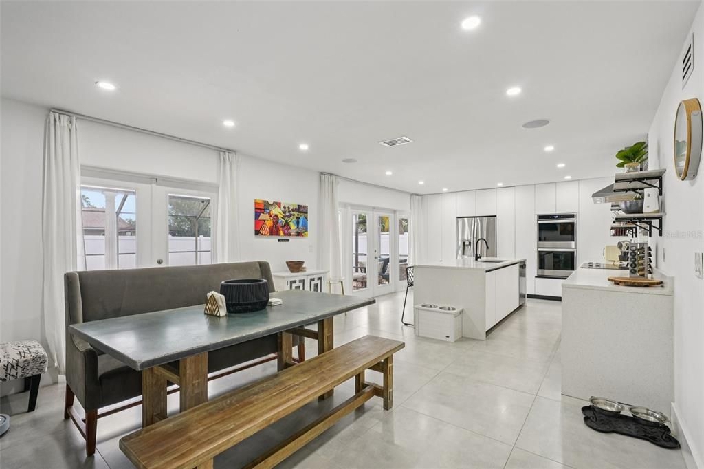 Dining room, Interior, Kitchen, Recessed Lighting, Stainless Steel Appliances