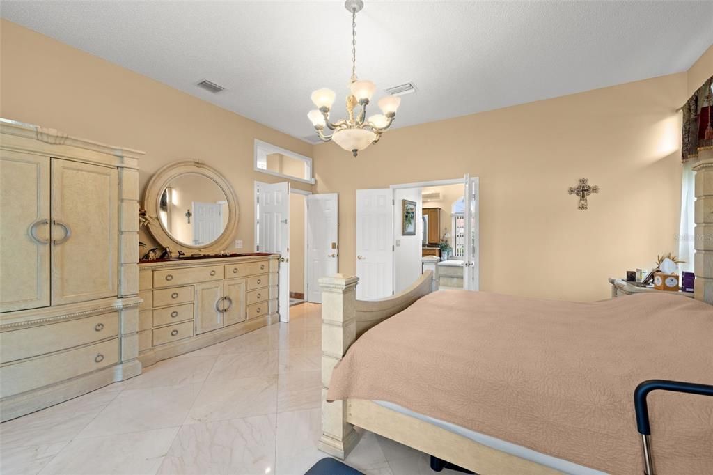 Bedroom, Chandelier, Interior, Marble