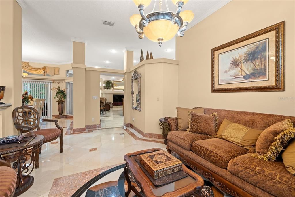 Chandelier, Interior, Living room, Recessed Lighting