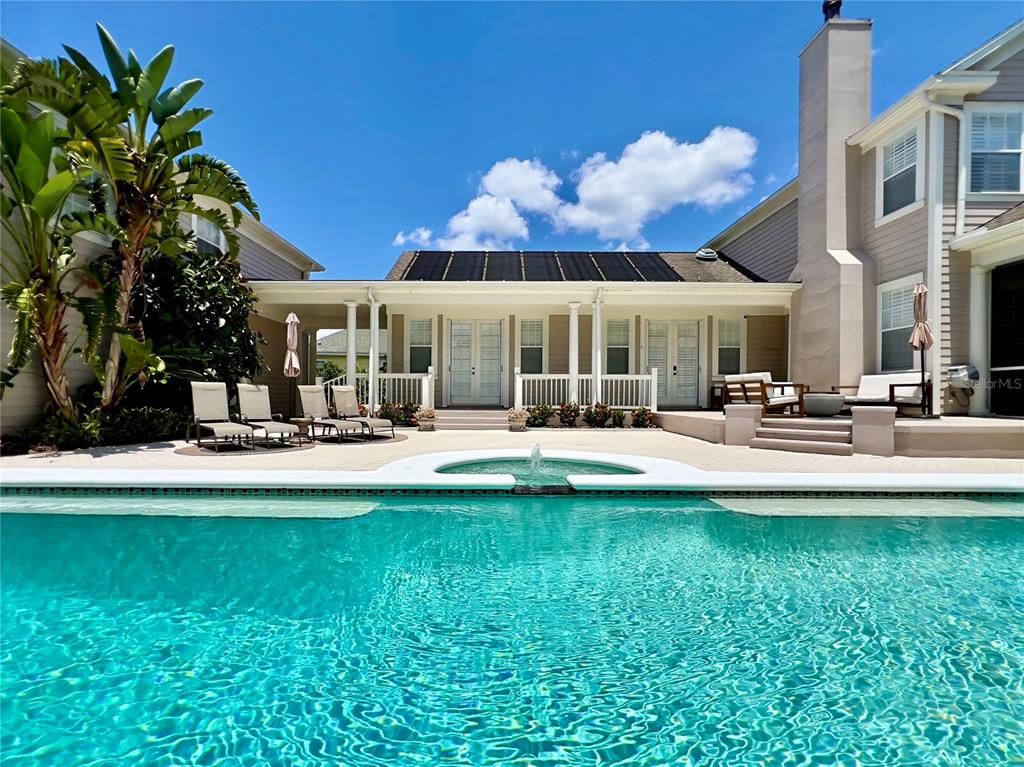 Exterior, Pool, Solar Panels