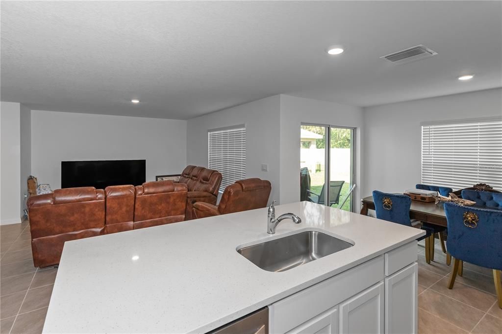 Dining room, Interior, Kitchen, Living room, Recessed Lighting