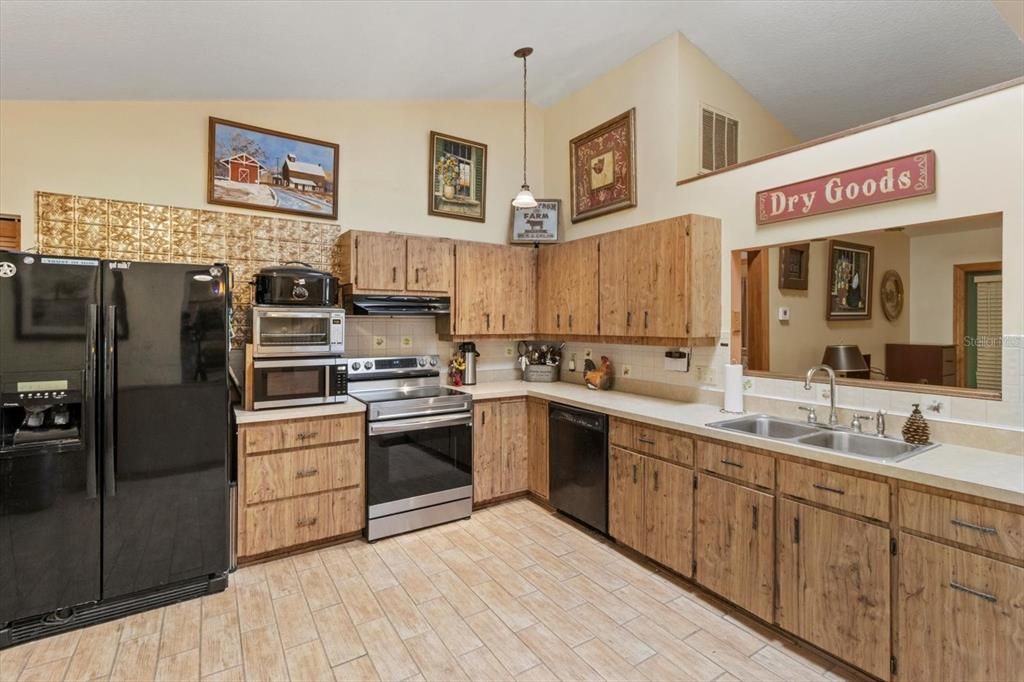 Interior, Kitchen, Pendant Lights, Stainless Steel Appliances, Wood Texture Flooring