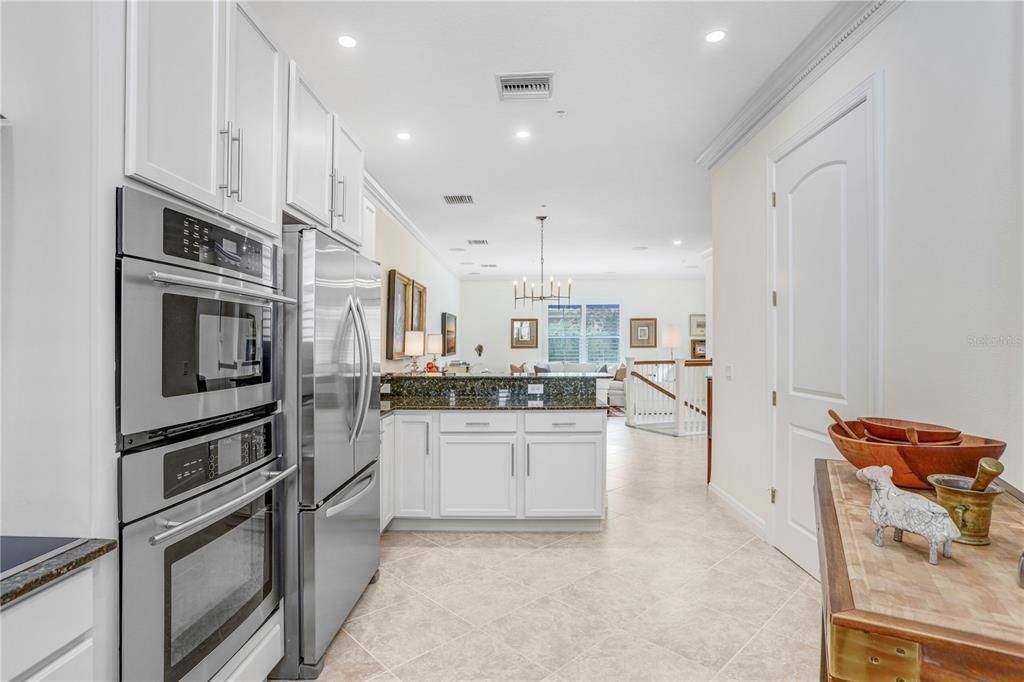 Chandelier, Interior, Kitchen, Pendant Lights, Recessed Lighting, Stainless Steel Appliances