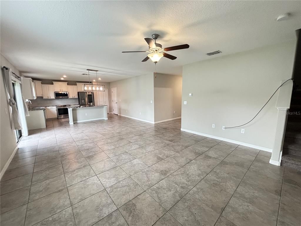 Empty room, Interior, Kitchen, Pendant Lights