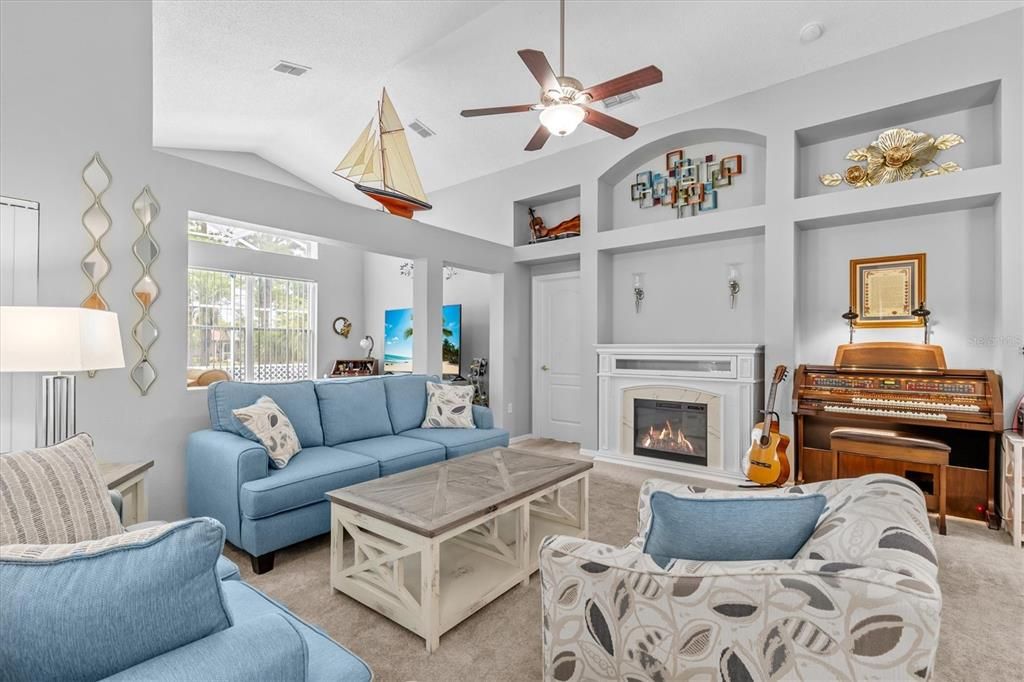 Fireplace, Interior, Living room, Piano