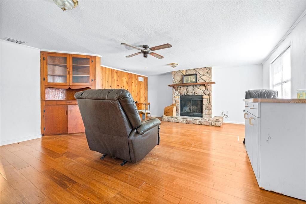 Fireplace, Interior, Wood Texture Flooring, Wooden Walls