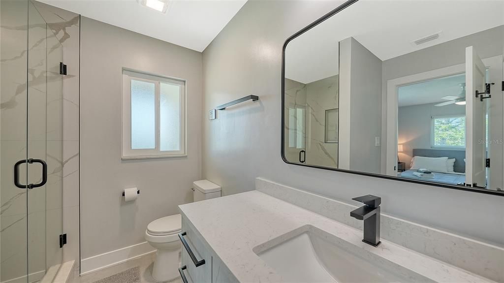 Bathroom, Glass Shower, Interior, Marble Walls