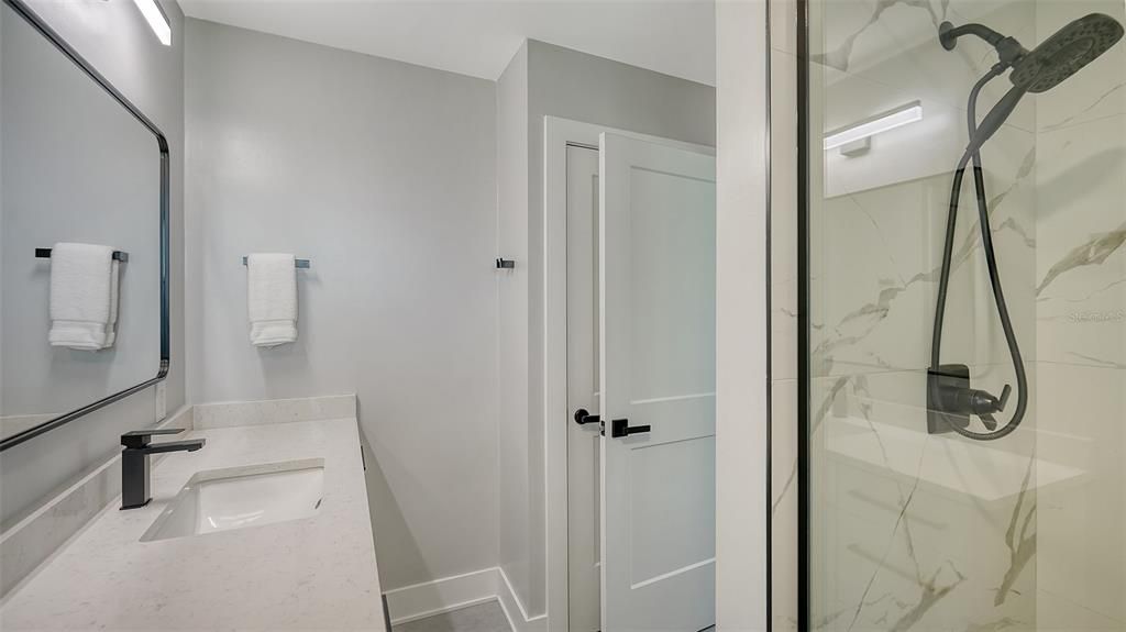 Bathroom, Glass Shower, Interior, Marble Walls