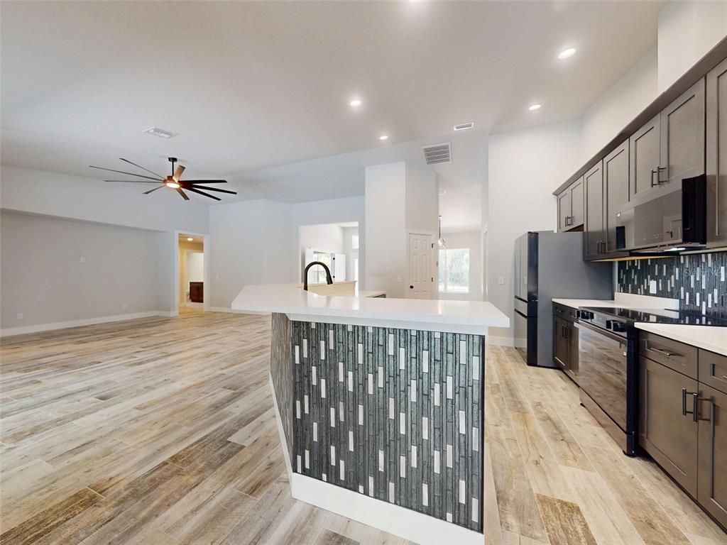 Interior, Kitchen, Recessed Lighting, Wood Texture Flooring