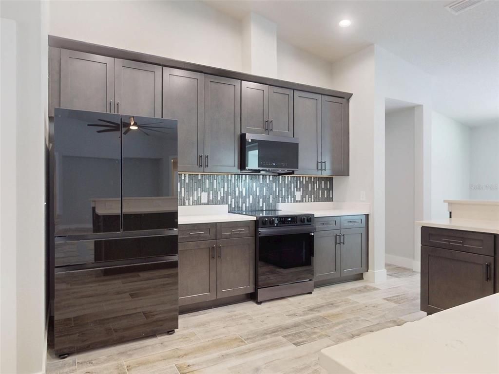 Interior, Kitchen, Recessed Lighting, Wood Texture Flooring