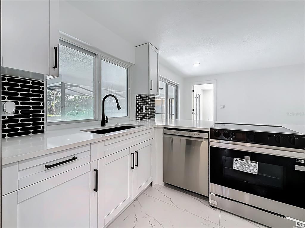 Interior, Kitchen, Marble, Recessed Lighting, Stainless Steel Appliances