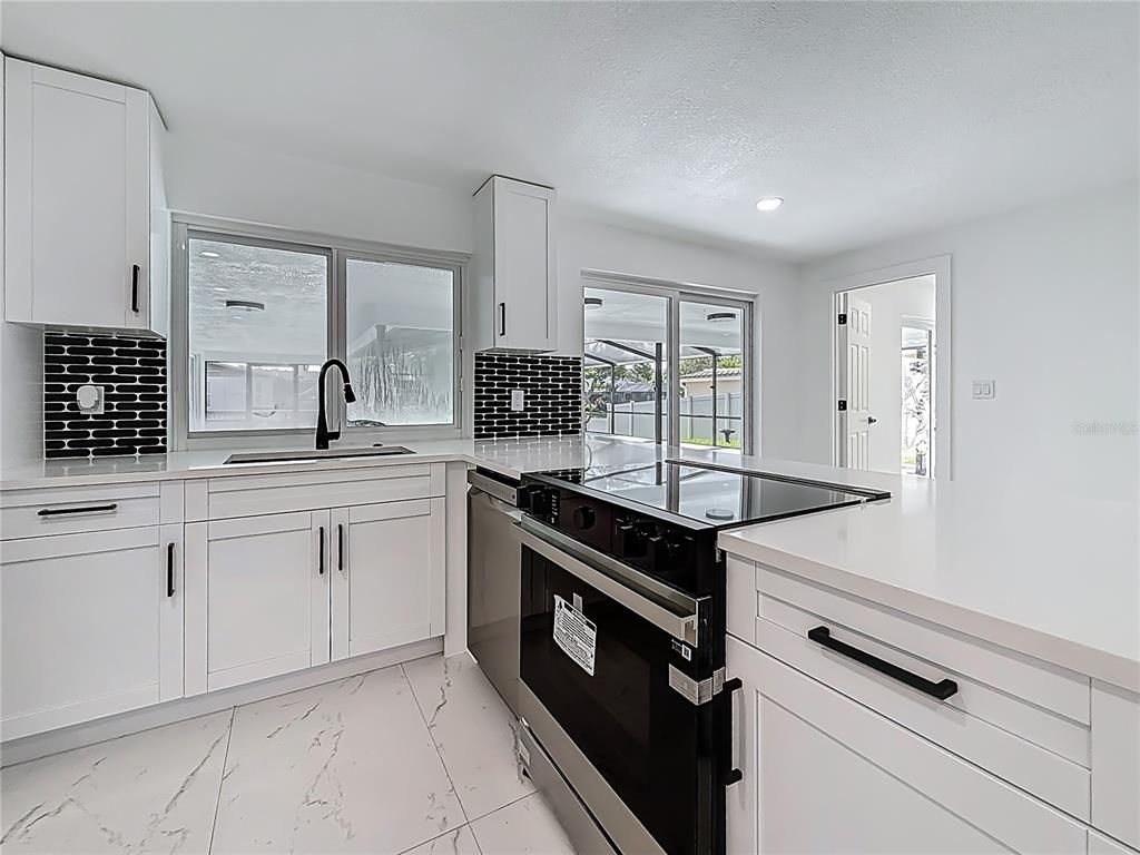 Interior, Kitchen, Marble, Recessed Lighting, Stainless Steel Appliances