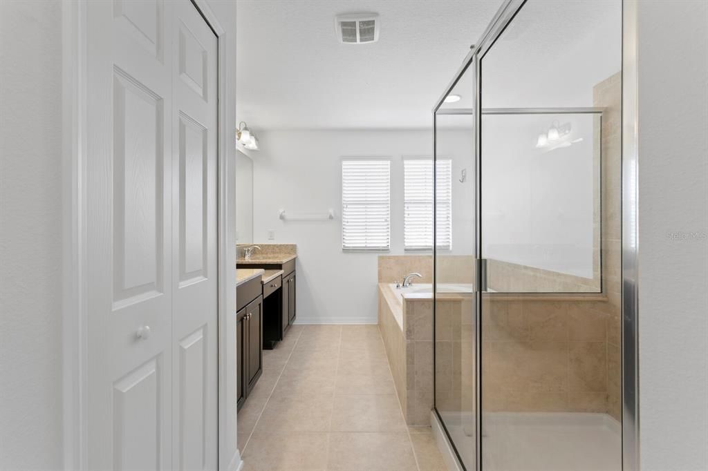 Bathroom, Dual Sink Vanities, Glass Shower, Interior