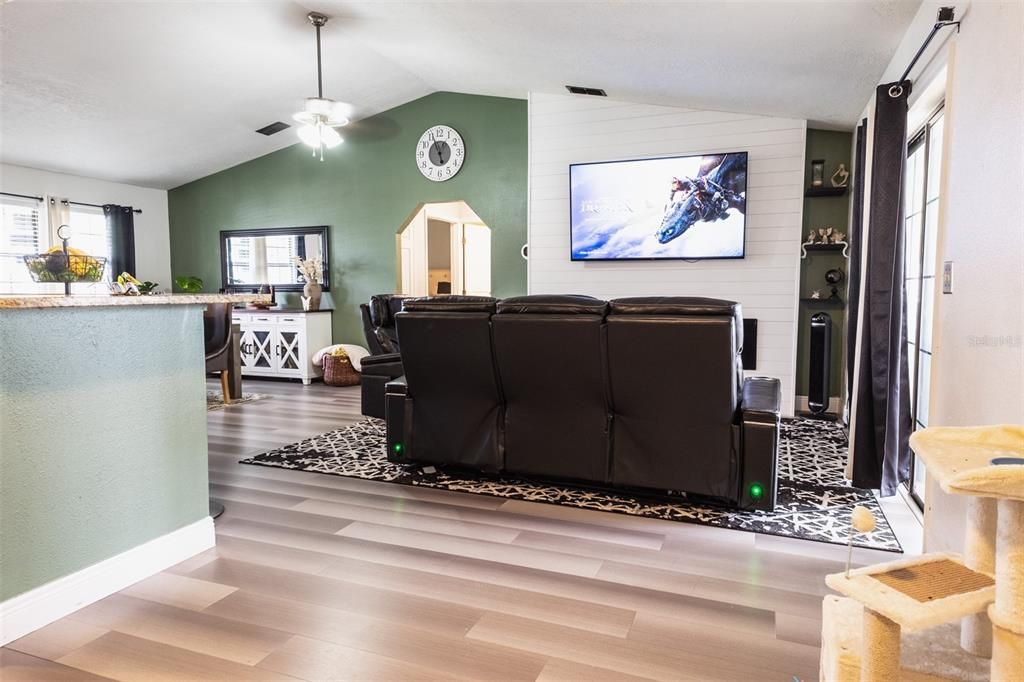 Home Theatre Room, Interior, Wood Texture Flooring