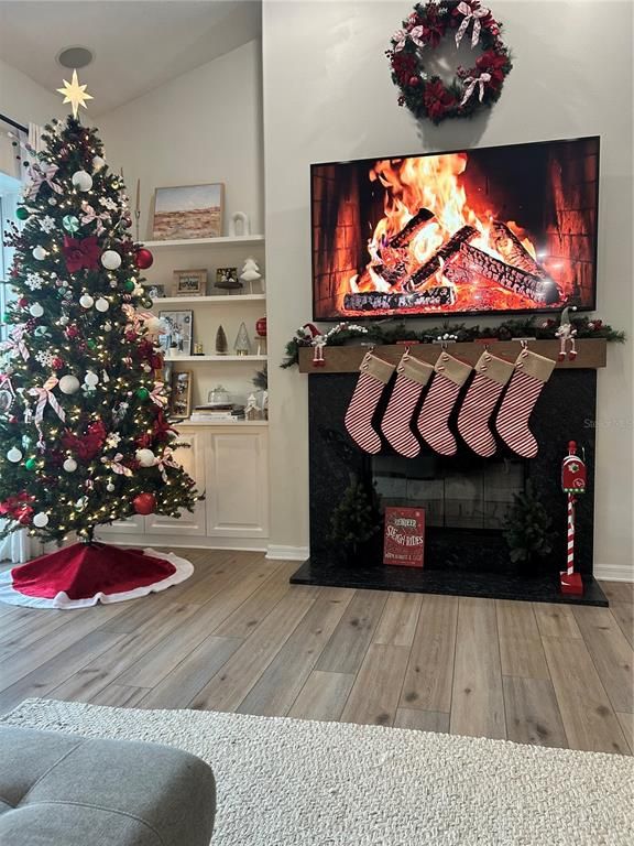 Fireplace, Interior, Wood Texture Flooring