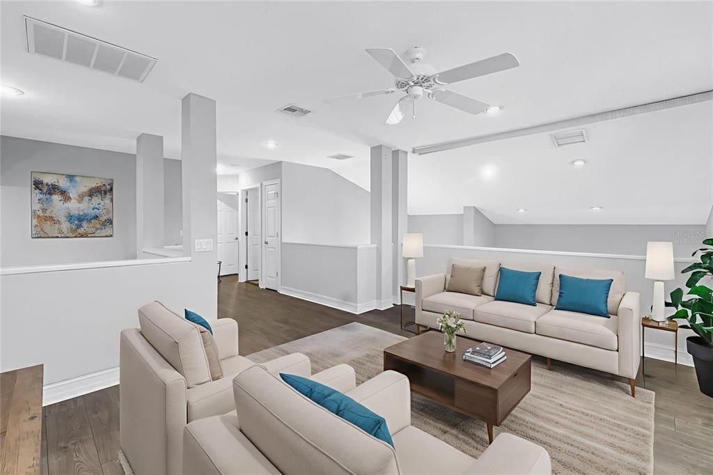 Interior, Living room, Recessed Lighting, Wood Texture Flooring