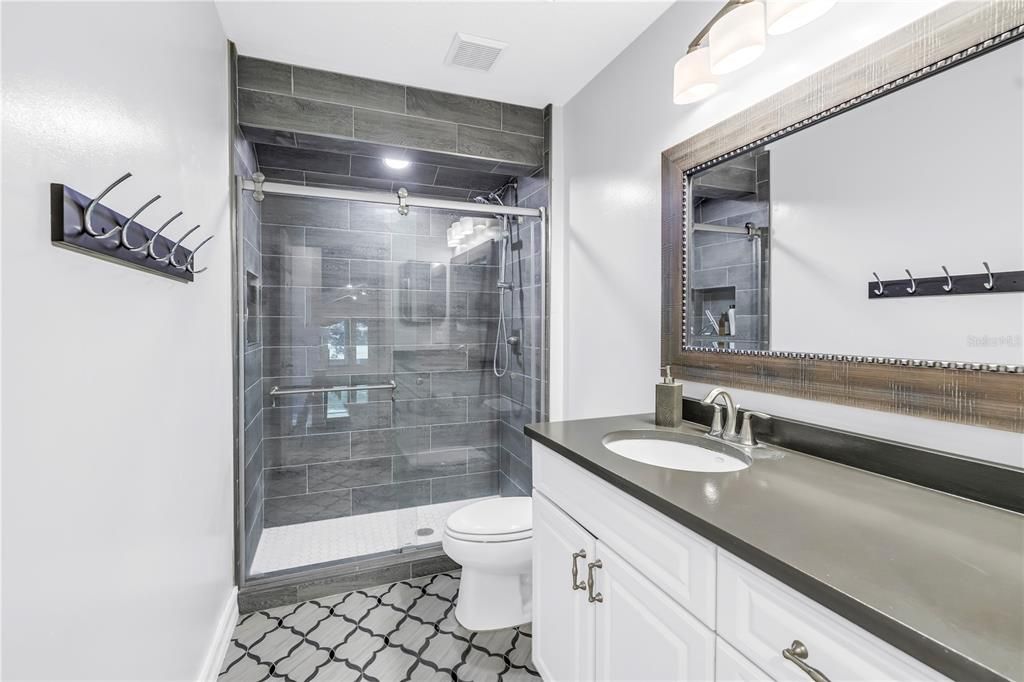 Bathroom, Glass Shower, Interior, Recessed Lighting