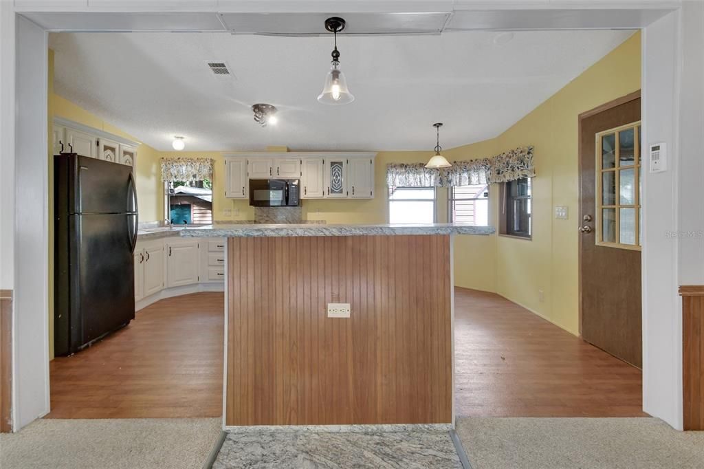 Interior, Kitchen, Pendant Lights, Wood Texture Flooring