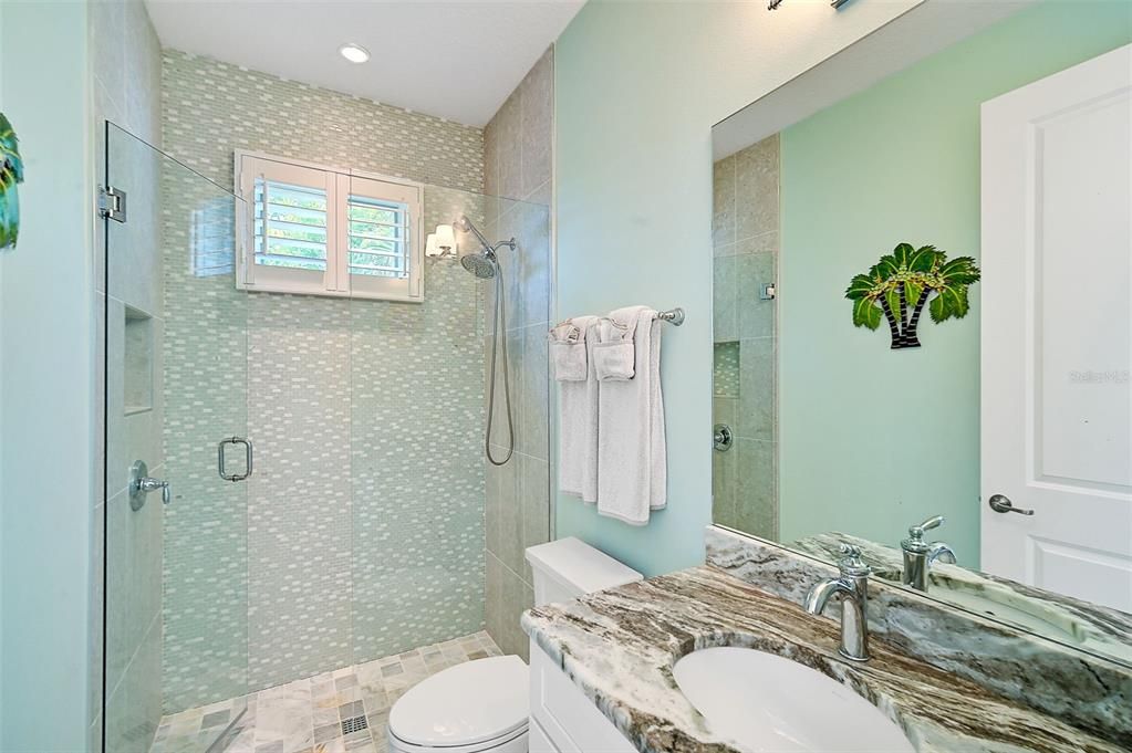 Bathroom, Glass Shower, Interior, Recessed Lighting