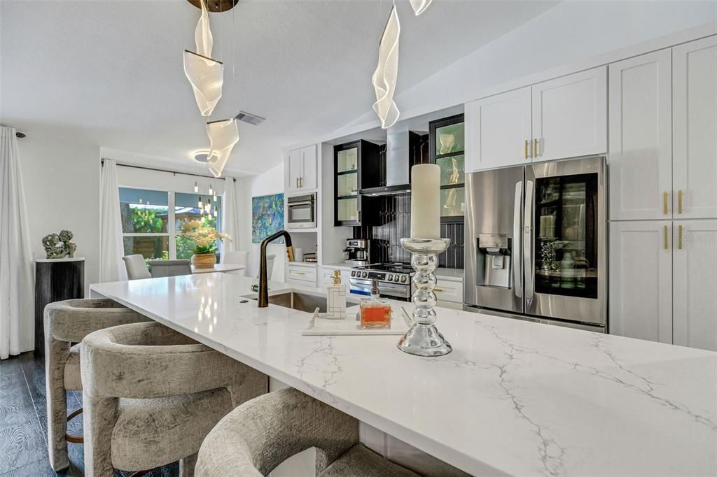 Interior, Kitchen, Pendant Lights, Stainless Steel Appliances, Wood Texture Flooring