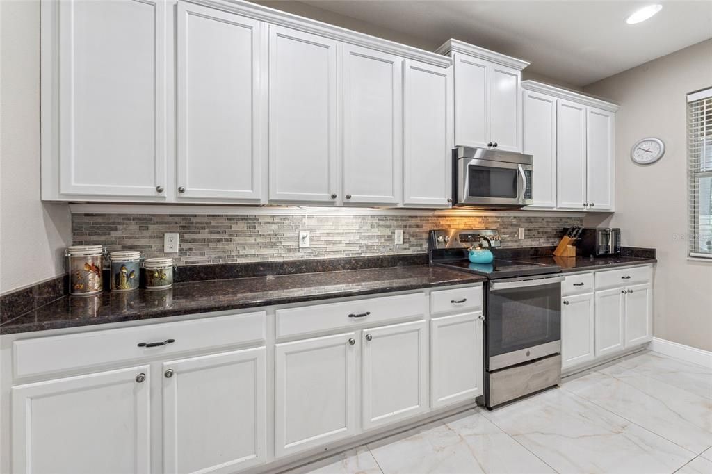 Interior, Kitchen, Marble, Recessed Lighting, Stainless Steel Appliances