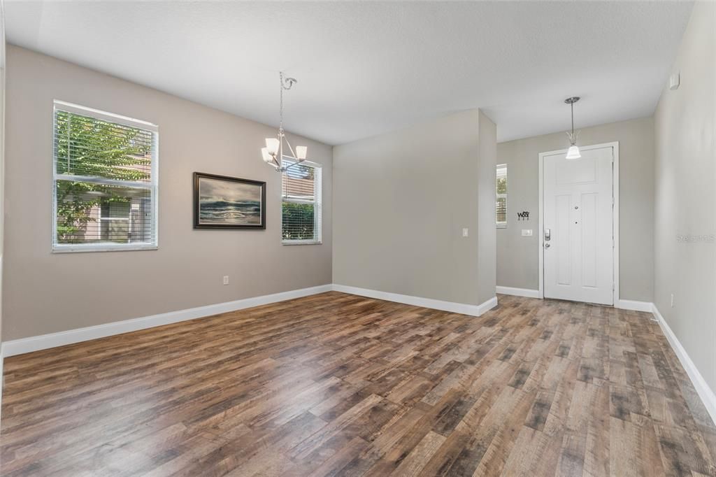 Empty room, Interior, Pendant Lights, Wood Texture Flooring